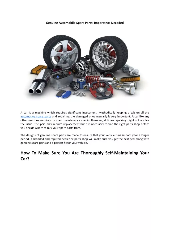 genuine automobile spare parts importance decoded