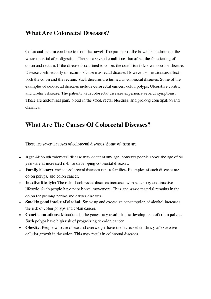 what are colorectal diseases