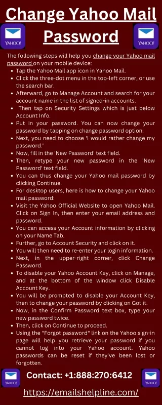 Easy to Fix Change Yahoo Mail Password