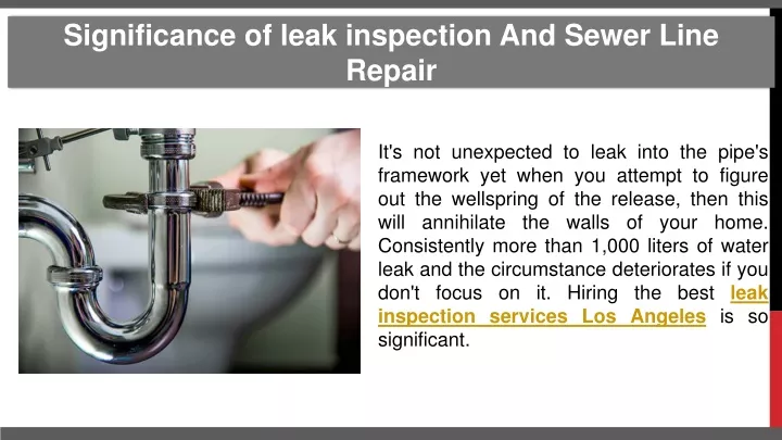 significance of leak inspection and sewer line