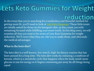 Lets Keto Gummies for Weight reduction