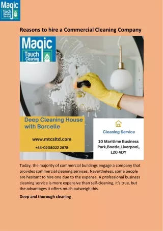 Reasons to hire a Commercial Cleaning Company