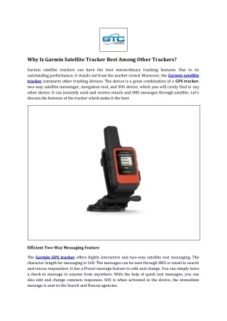 Why Is Garmin Satellite Tracker Best Among Other Trackers?