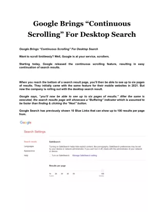 google brings continuous scrolling for desktop