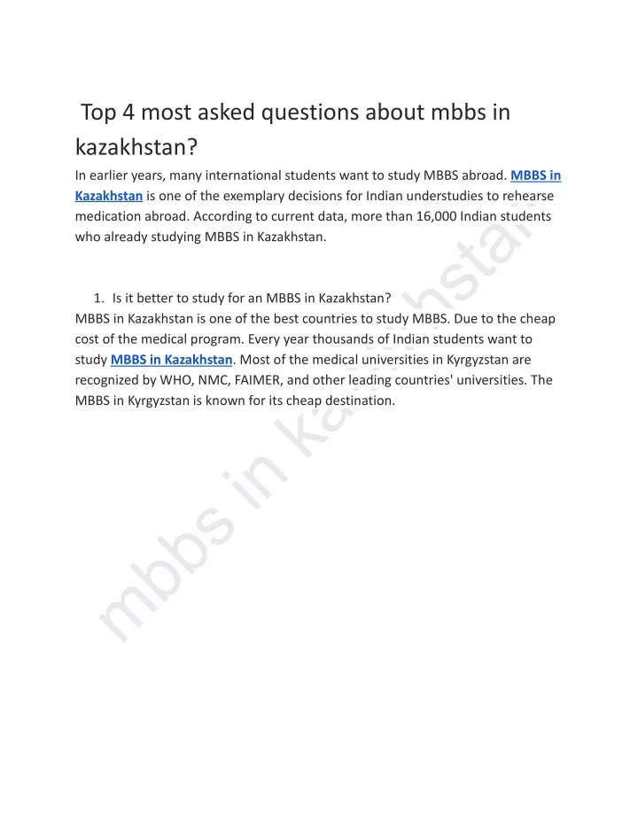 top 4 most asked questions about mbbs