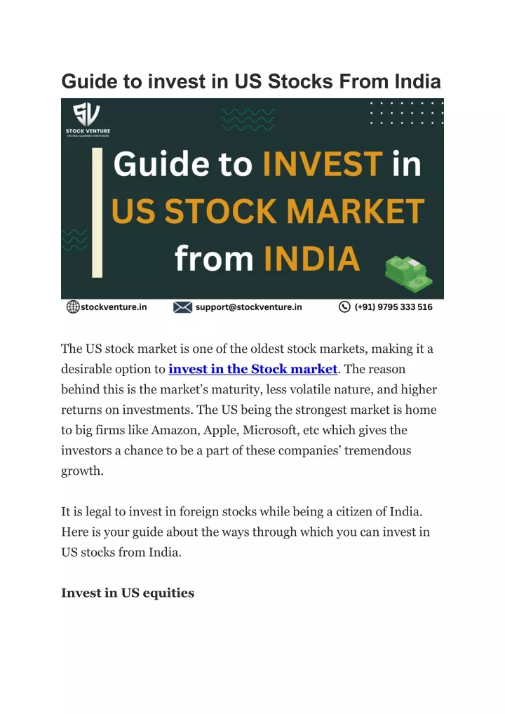 guide to invest in us stocks from india