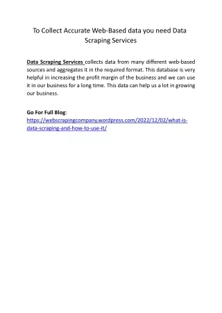 to collect accurate web based data you need data