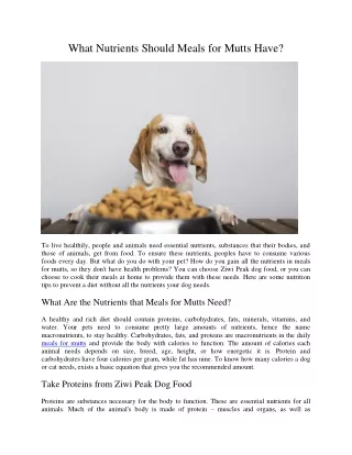 what nutrients should meals for mutts have