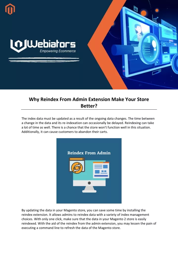 why reindex from admin extension make your store