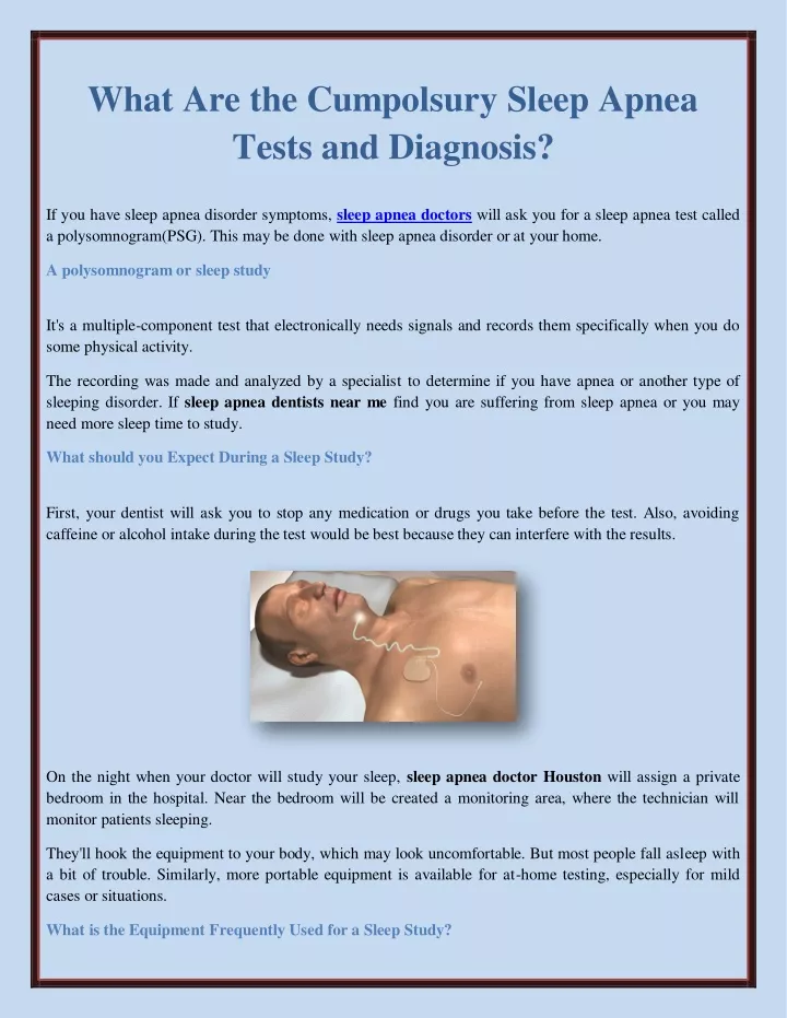 what are the cumpolsury sleep apnea tests