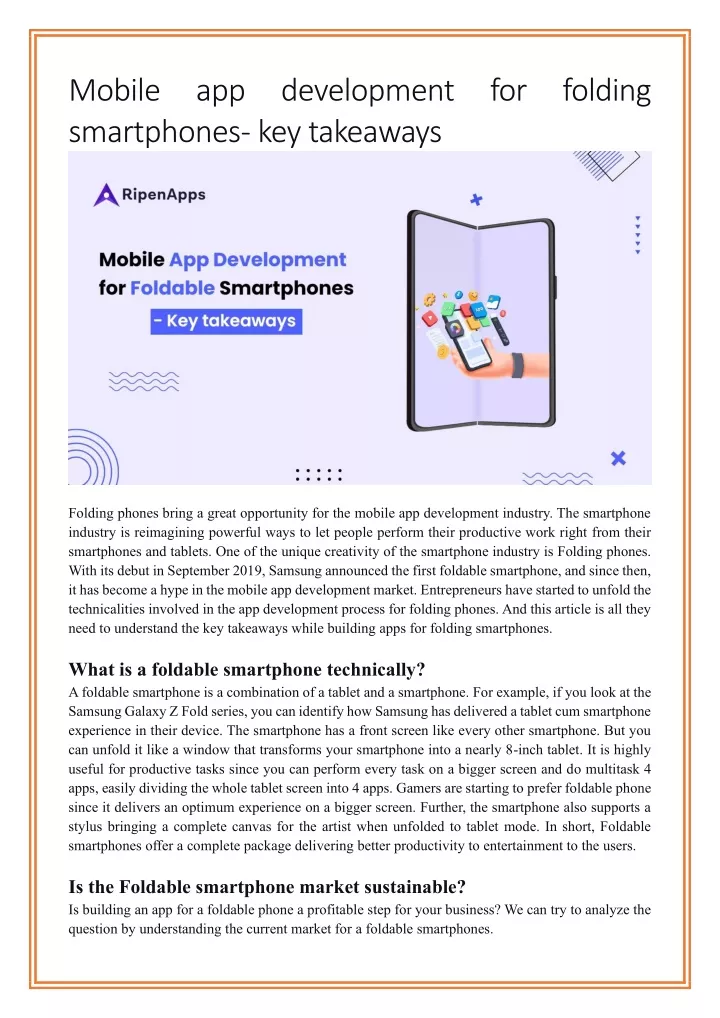 mobile app development for folding smartphones