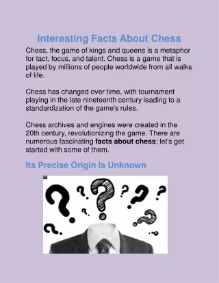 Interesting Facts About Chess