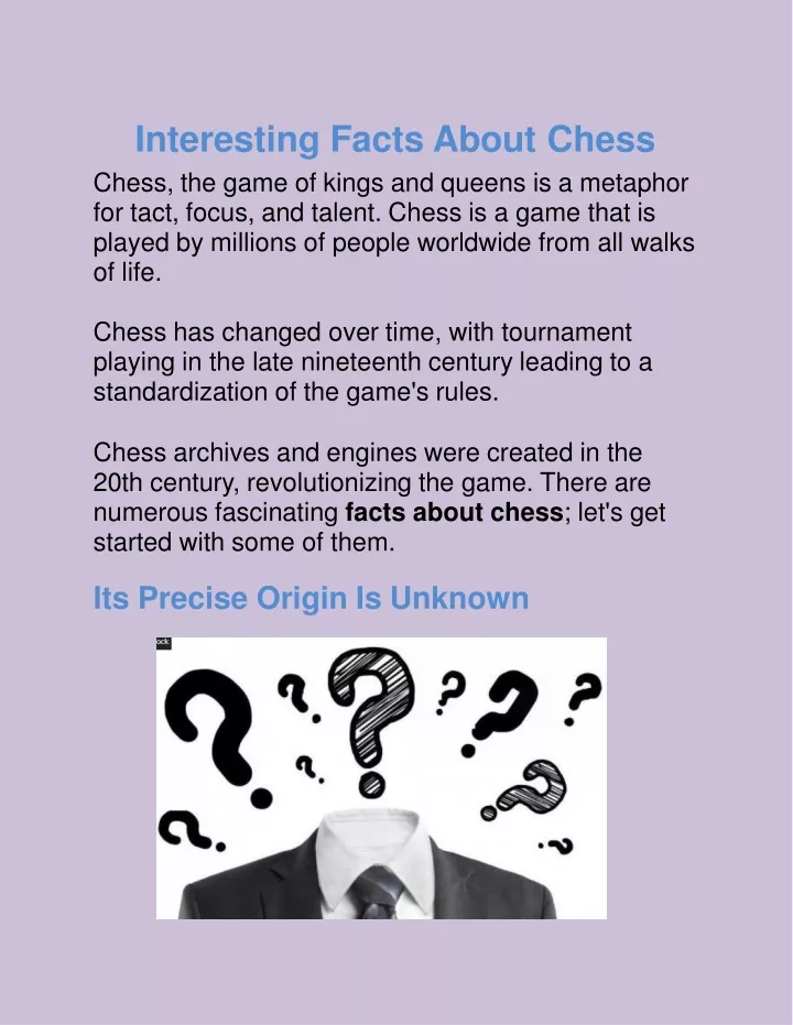 interesting facts about chess chess the game