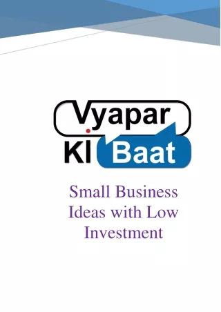 Small Business Ideas With Low Investment