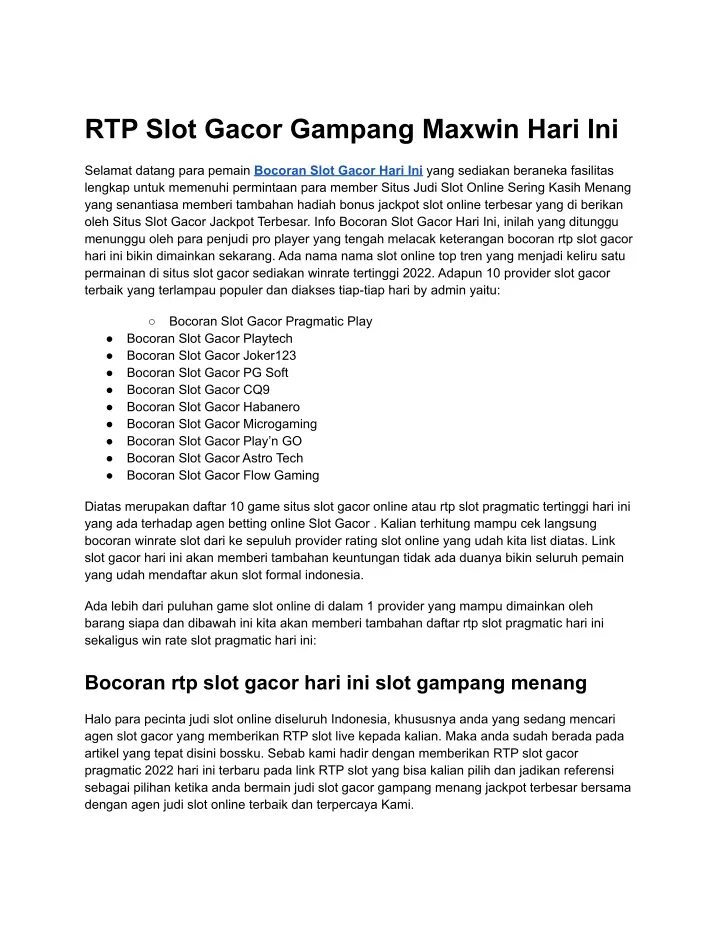 rtp slot gacor gampang maxwin hari ini