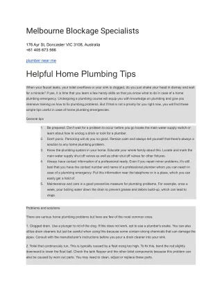melbourne blockage specialists