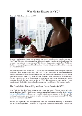 why go for escorts in nyc