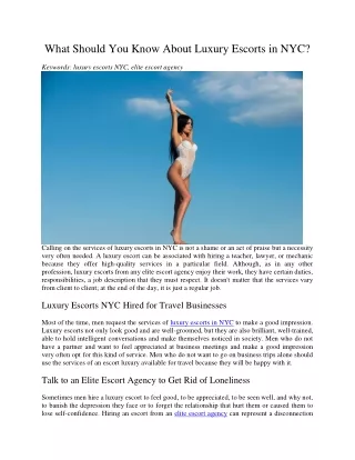 what should you know about luxury escorts in nyc