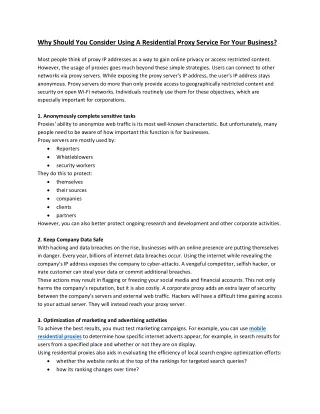 why should you consider using a residential proxy