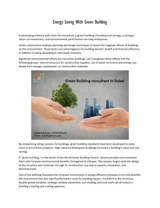energy saving with green building