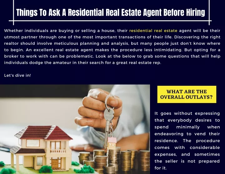 things to ask a residential real estate agent