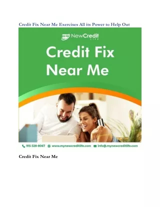 credit fix near me exercises all its power