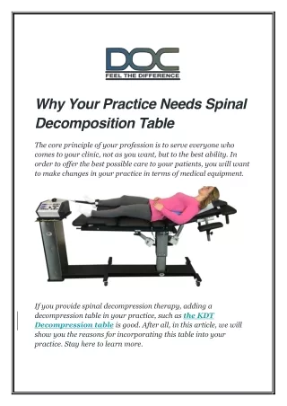 Why Your Practice Needs Spinal Decomposition Table