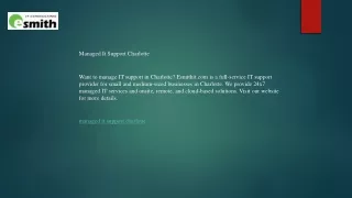 Managed It Support Charlotte  Esmithit.com