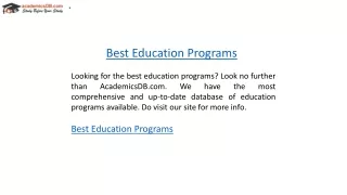 Best Education Programs  Academicsdb.com