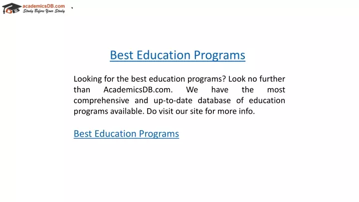 best education programs
