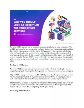 the price of seo services can be a make or break