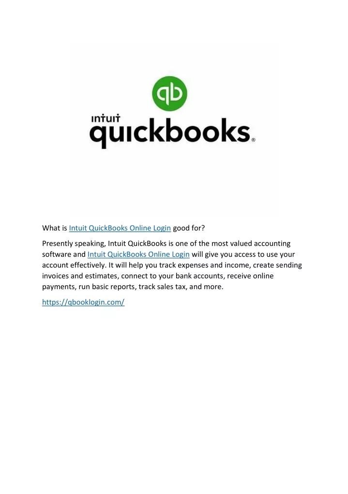 what is intuit quickbooks online login good for
