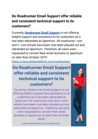 Do Roadrunner Email Support offer reliable and consistent technical support to its customers