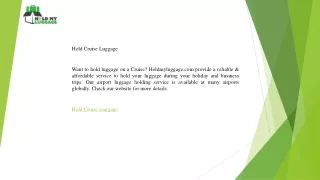 Hold Cruise Luggage  Holdmyluggage.com