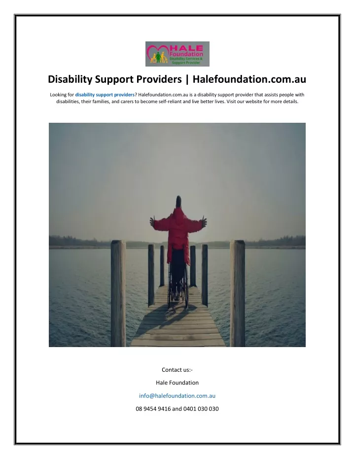 disability support providers halefoundation com au