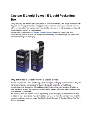 Custom E Liquid Boxes _ E Liquid Packaging