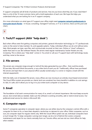 it support companies the 10 most common products
