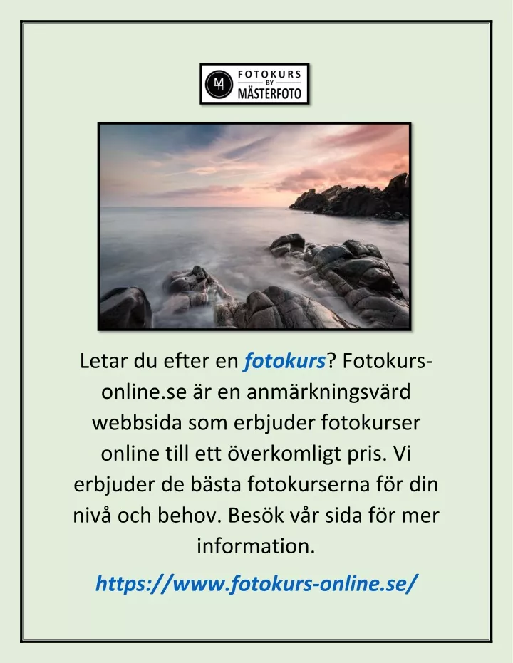 letar du efter en fotokurs fotokurs online