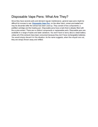 Disposable Vape Pens- What Are They
