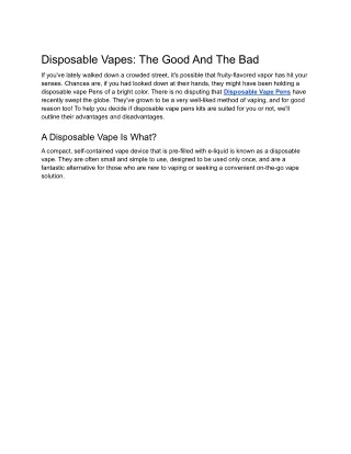 Disposable Vapes_ The Good And The Bad Web 2.0