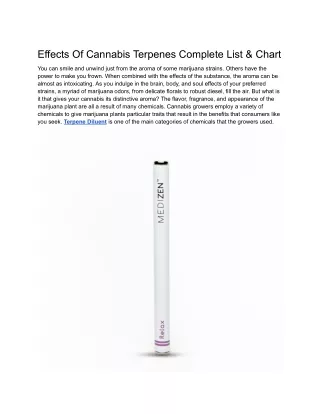 Effects Of Cannabis Terpenes Complete List _ Chart