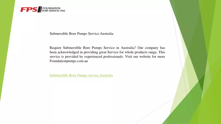 submersible bore pumps service australia