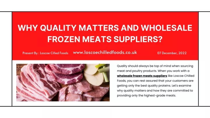 why quality matters and wholesale frozen meats