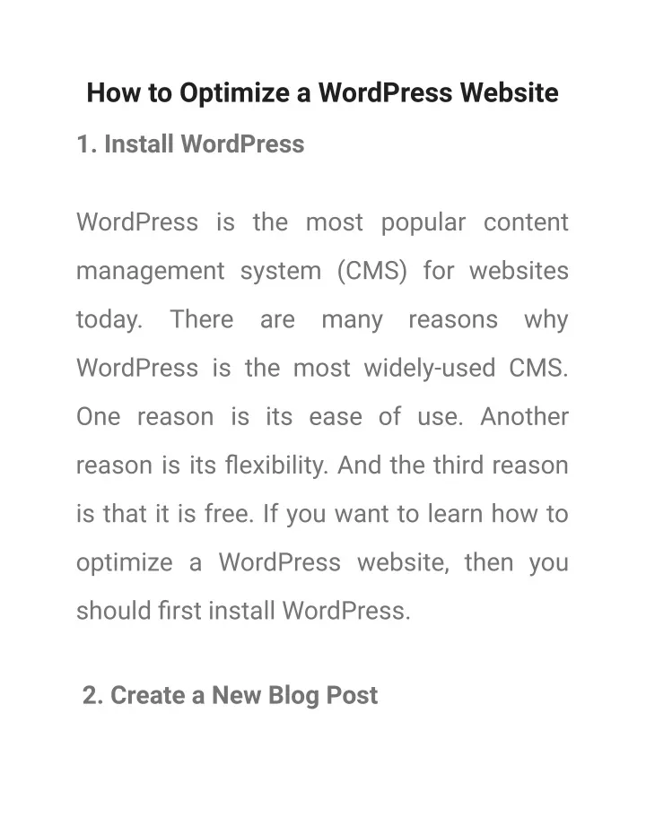 how to optimize a wordpress website