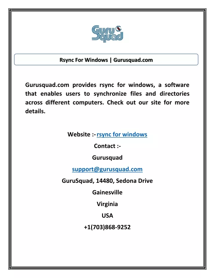 rsync for windows gurusquad com