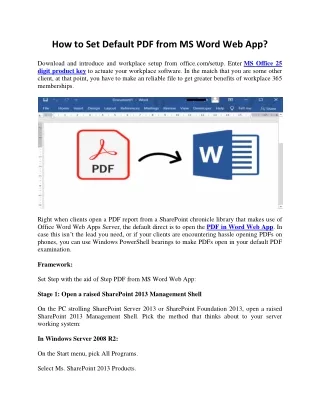 how to set default pdf from ms word web app