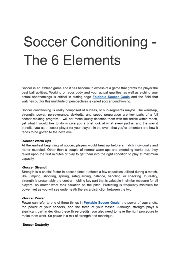 soccer conditioning the 6 elements