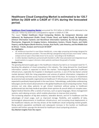 healthcare cloud computing market is estimated