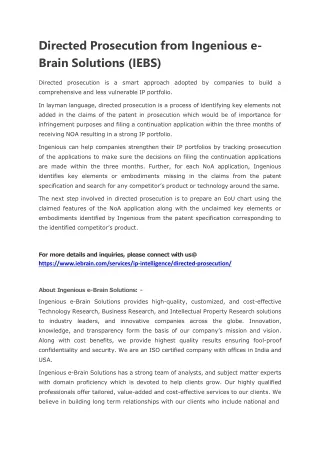 directed prosecution from ingenious e brain solutions iebs
