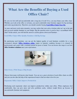 What Are the Benefits of Buying a Used Office Chair?